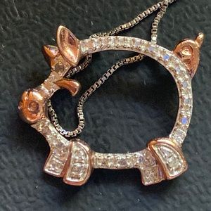 Outline Pig Pendant Necklace 10k Rose Gold/ Sterling Silver